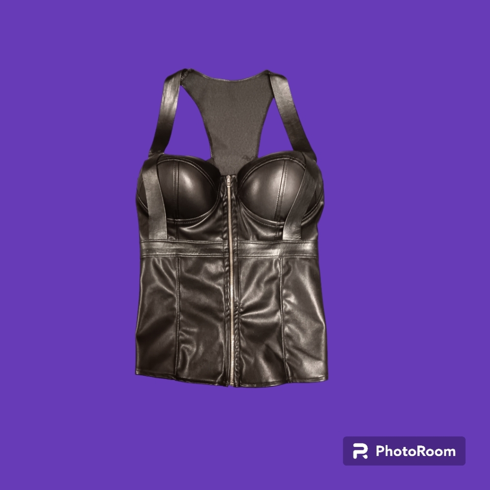 Faux Leather Top